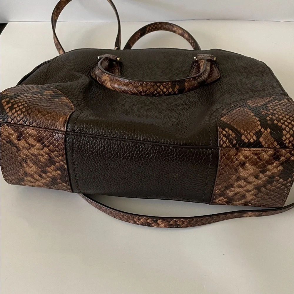 Michael Kors Dark Brown Snake Print Satchel - Picture 7 of 9